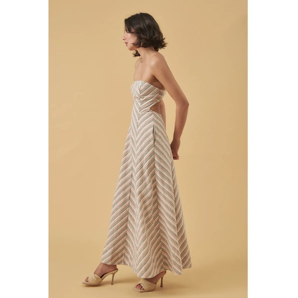 MON RENN EUPHORIA STRAPLESS DRESS - CHEVRON STRIPE - Picture 3 of 7